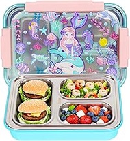 PinkSheep Stainless Steel Bento Lunch Box for Kids, 710 ml/23.5 oz BPA-Free Leak-Proof Children Food