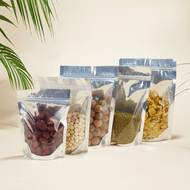 [ยกลัง600ชิ้น/ลัง] ถุงฟอยด์สีเงิน ถุงซิปล็อค ด้านหน้าใส-ด้านฟอยส์ สีเงิน ตั้งได้ ขนาด 12x20 ซม.