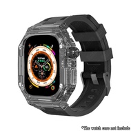 Ốp Trong Suốt Bộ Sửa Đổi Cho Apple Watch 8 7 45MM Dây Cao Su Cho I Watch Series 6 SE 5 44MM 41MM 40M