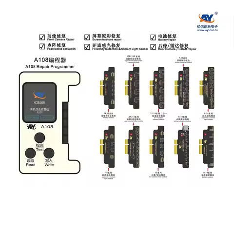 AY A108 Programmer BOX, Battery,Screen,True Tone,Face ID ,Earpiece,Front/Rear Camera Repair Module T