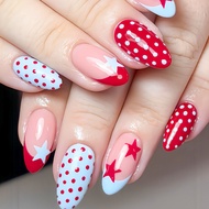 Water Drop Nails Red French Polka Dot Wear Nails Polka Dot Fake Nails Finished Product