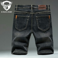 EAGLADE Denim Cargo Jeans Pants Short for Men 517 in Black Grey Stretchable J10