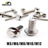 Hexagon Flange Bolt M5 M6 M8 M10 M12 304 Stainless Steel Thread Hexagon Head with Serrated Flange Ca