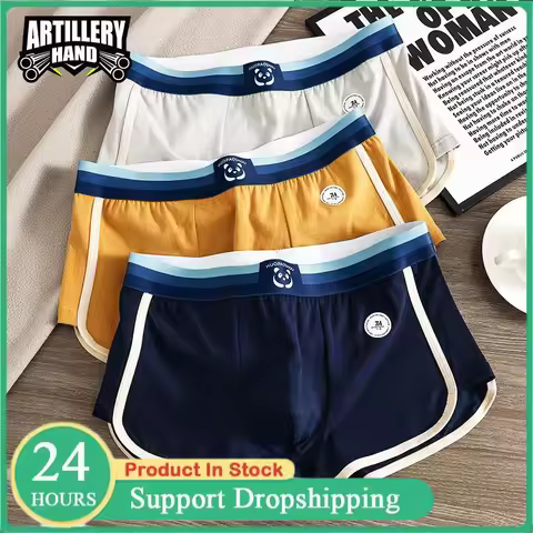 1/3 PCS Men's Boxers 100% Cotton Trendy Underpants 7A Antibacterial Big U Mesh Breathable Crotch Hig