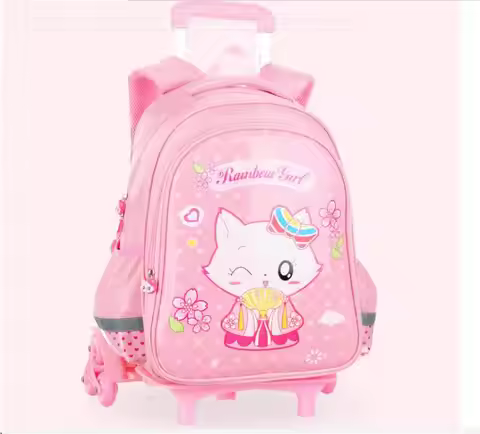 School Rolling backpack Trolley Bag Children school wheeled backpack bag for girls school bag On whe