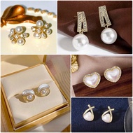 Elegant Pearl Earring for Women White Gold Heart Oyster Type Earring Pearl Earring Earrings for Wome