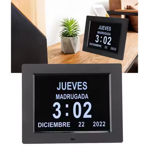 8 Inch Digital Day Calendar Clock Auto Dimming Take Medicine Reminder Electronic Calendar Alarm Day 