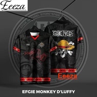Eeeza 2024 ONE PIECE MONKEY D'LUFFY Jersey Baju Anime Tshirt Lelaki Lengan Pendek Microfiber Jersi U