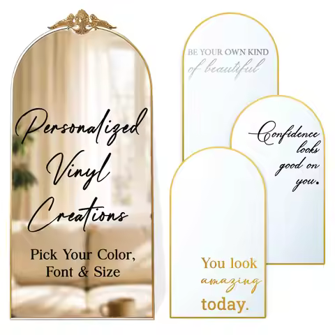 Custom Text Mirror Sticker Personalized Text Quote for Mirror Wall Window Quote Wall Sticker, Housew