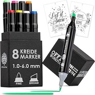 OfficeTree 8 x Chalk Markers Colourful – Chalk Pens for Window Templates – Chalk Pens for Blackboard
