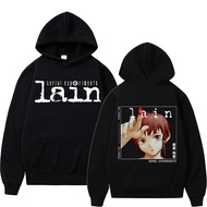 Serial Experiments Lain Iwakura Hoodies Japanese Anime Men Vintage Science Fiction Manga Graphic Hoodie Tee