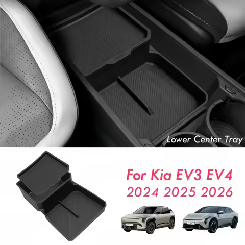 Soft TPE Center Console Lower Organizer Tray for Kia EV3 EV4 2024-2026 Black Central Storage Box EV3