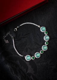 天然原礦瓜地馬拉翡翠 藍水翡翠小圓滿 925純銀簡約手鍊