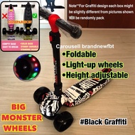 Kids scooter foldable lightweight adjustable 3 large wheels kick scooter big thick wheels