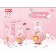 Pink heart assembly model toy with lights, 999-piece spindle bubbles, meaningful gift for lovers Feb