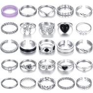 25 Pcs Vintage Silver Knuckle Rings Set for Women,Bohemian Stackable Joint Finger Ring Sets,Y2K Fash