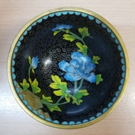 全新 舊工 景泰藍 黑花 4吋 碗