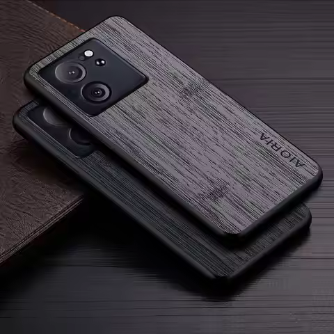 Case For Xiaomi 13T Pro 5g Funda Bamboo Wood Pattern Leather Cover Luxury Capa For xiaomi 13t pro ca