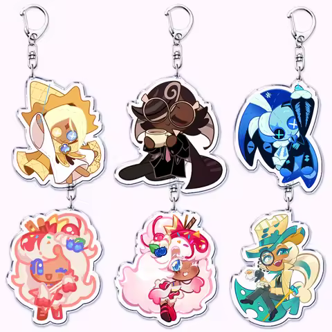 Cute Cookie Chibis Keychains for Accessories Bag Shadow Milk Pure Vanilla Mystic Flour Candy Apple K