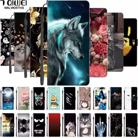 Leather Book Cover For Huawei Mate 60 40 30 Mate 20 20 Pro Cases Wallet Flip Cat Coque For Huawei P 