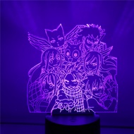 Anime Figures Fairy Tail 3D LED Night Lights Color Changing Natcu Lucy Toys Action Figma Model Lampa