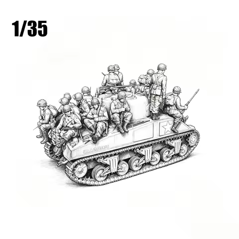1/35 Scale Tank Riders 14 Figures Resin Model Kit Unpainted Miniature American Soldier Figurines For