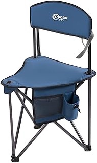 PORTAL Extra Large Quick Folding Tripod Stool with Backrest Fishing Camping Chair with Carry Strap, 