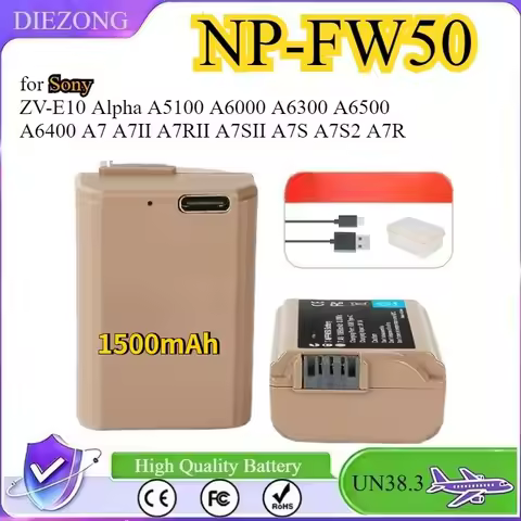 New Upgrade 1500mAh NP-FW50 NPFW50 Battery For Sony ZV-E10 Alpha A5100 A6000 A6300 A6500 A6400 A7 A7
