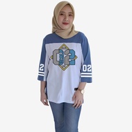 Oversized Baseball Number Women's 7/8 Sleeve Muslimah T-shirt