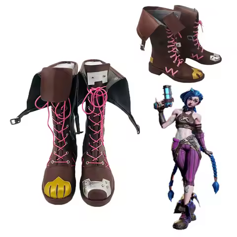 Jinx Cosplay Game LOL League of Legends Cos Punk Street Style Shoes Lace-up Prop Women Boots Hallowe