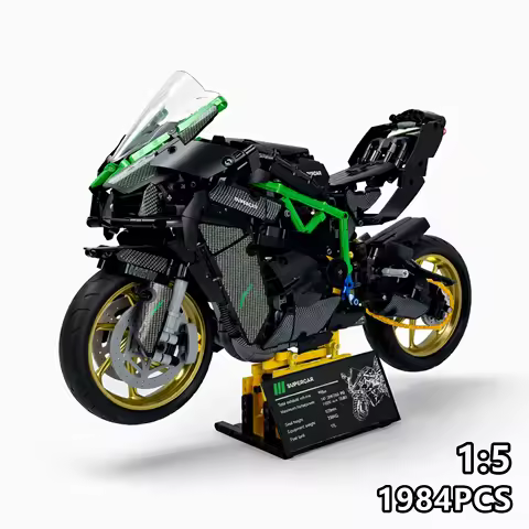 1:5 Scale Super Sport H2R Style Motorcycle Building Blocks 1984PCS Carbon Black Technic Model Kit Gi