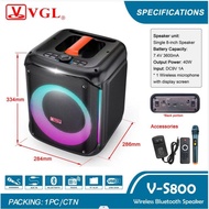 VGL V-S800 40W Wireless Bluetooth Speaker with RGB Lights & Karaoke Mic – Perfect for Parties & Even