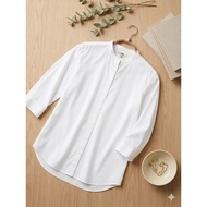 Uniqlo Women’s Rayon White 3/4 Sleeve Blouse - pre-loved