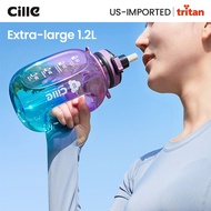 Cille Tritan Water Bottle Plastic Travel Bottle with Straw 1.2L 1200ml BPA Free Drinking Bottle Tumb