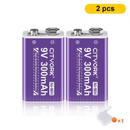 CITYORK 9V / 6F22 1.2V NIMH แบตเตอรี่แบบชาร์จไฟได้ 300mah