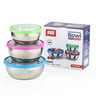 555 Stainless Steel Bowl With Snap-On Lid 3-pc Set
