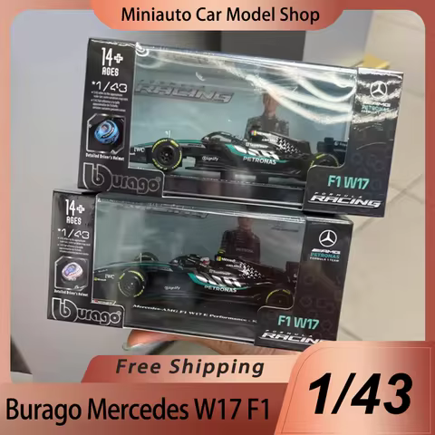 Bburago 1:43 Miniature Russell F1 Racing Car Model Toys Mercedes W17 Petronas 2026 Diecast Alloy For