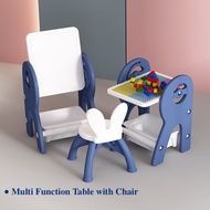 Kids 2 In 1 Desk Lego Blocks and Drawing Board Table with Chair Study Desk for Children