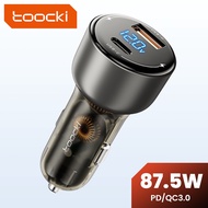 Toocki LED 87.5W USB C Charger QC4.0 PD3.0 Fast Charging PD 72W Type C Car Phone Charger With Digita