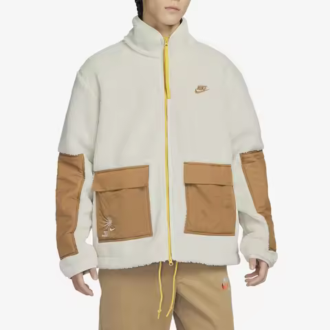 Nike Official JORDAN Men's Patchwork Faux Shearling Warm Jacket FV4022-072