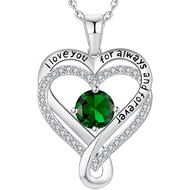 Jewelry for Women Wife Infinity Heart Birthstone I Love You Necklace S925 Anniversary Women Necklace