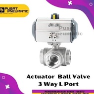 2" Actuator Ball Valve 3 Way Type L Port Double Acting Size 2 Inch