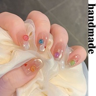 Press on nails handmade Cute Beans Hand-Painted Cute Dopamine Short Short Short T Hand-Weared nails 