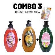 DHERBS gel mandian combo bidara,aura, kemuning hitam, semambu 550ml by aliff Syukri terlajak laris