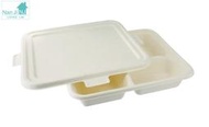 【小彥生活館】C5268 蔗麼植白800ML3格餐盒(2入) 植物纖維紙餐盒 可微波紙餐盒