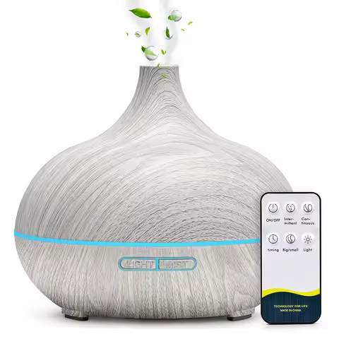 500ML Aromatherapy Essential Oil Diffuser Wood Grain Remote Control Ultrasonic Air Humidifier Cool w