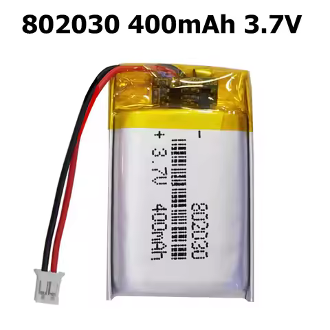 1-10Pcs 802030 3.7V 400mAh PH 2.0mm LiPo Rechargeable Lithium Polymer Battery for LED Lights Beauty 