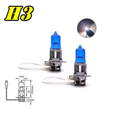 2 Pcs H3 12V 55W Fog Lights Auto Car Halogen H3 Headlight Bulb Lamp Super White 5800K 100W Pk22s Car