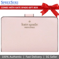 Kate Spade Wallet In Gift Box Medium Wallet Staci Saffino Leather Medium Compact Bifold Light Rose # WLR00128