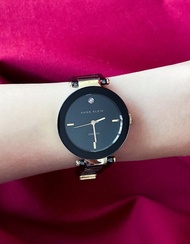 ANNE KLEIN美國品牌 12點鐘鑽石時標 鏡面黑圈印刷 古董錶